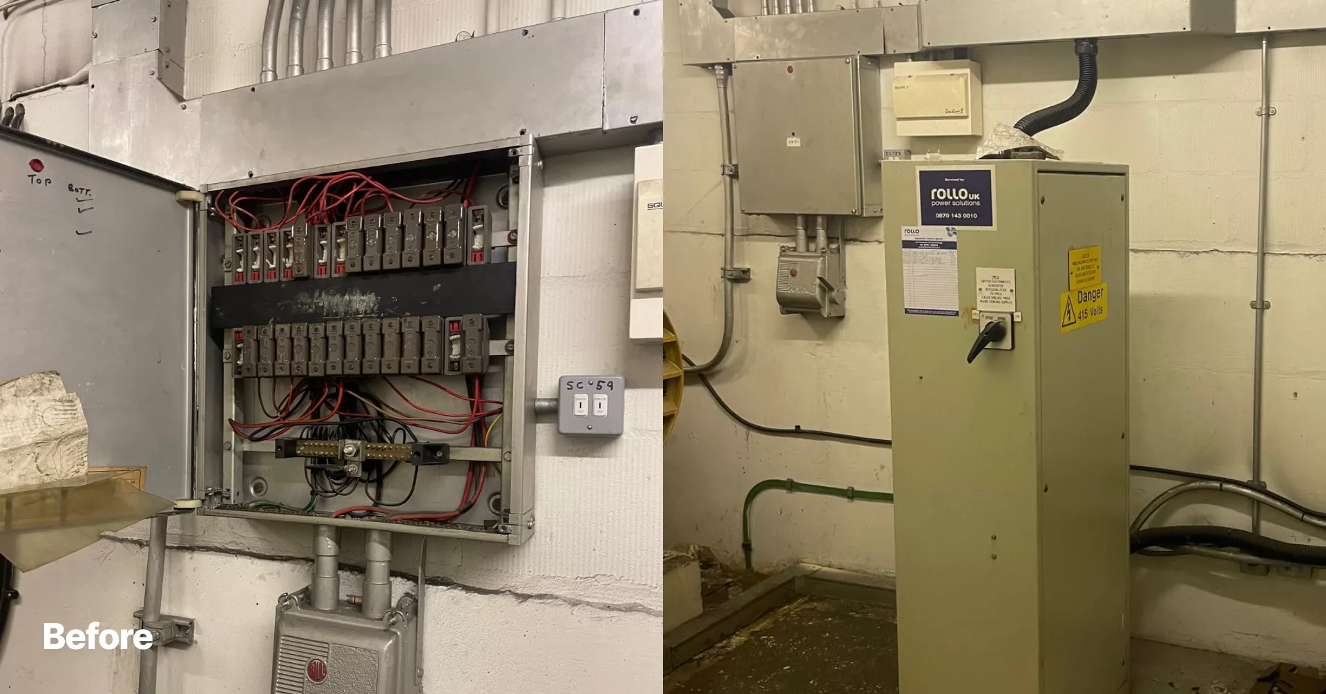 Faulty control panel with loose neutral bar connection before upgrade